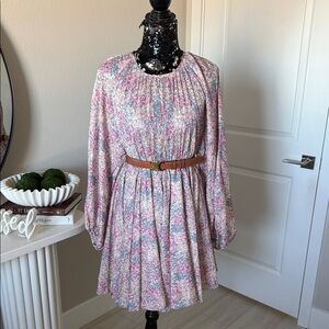 Bohme Pink Floral Dress with Belt